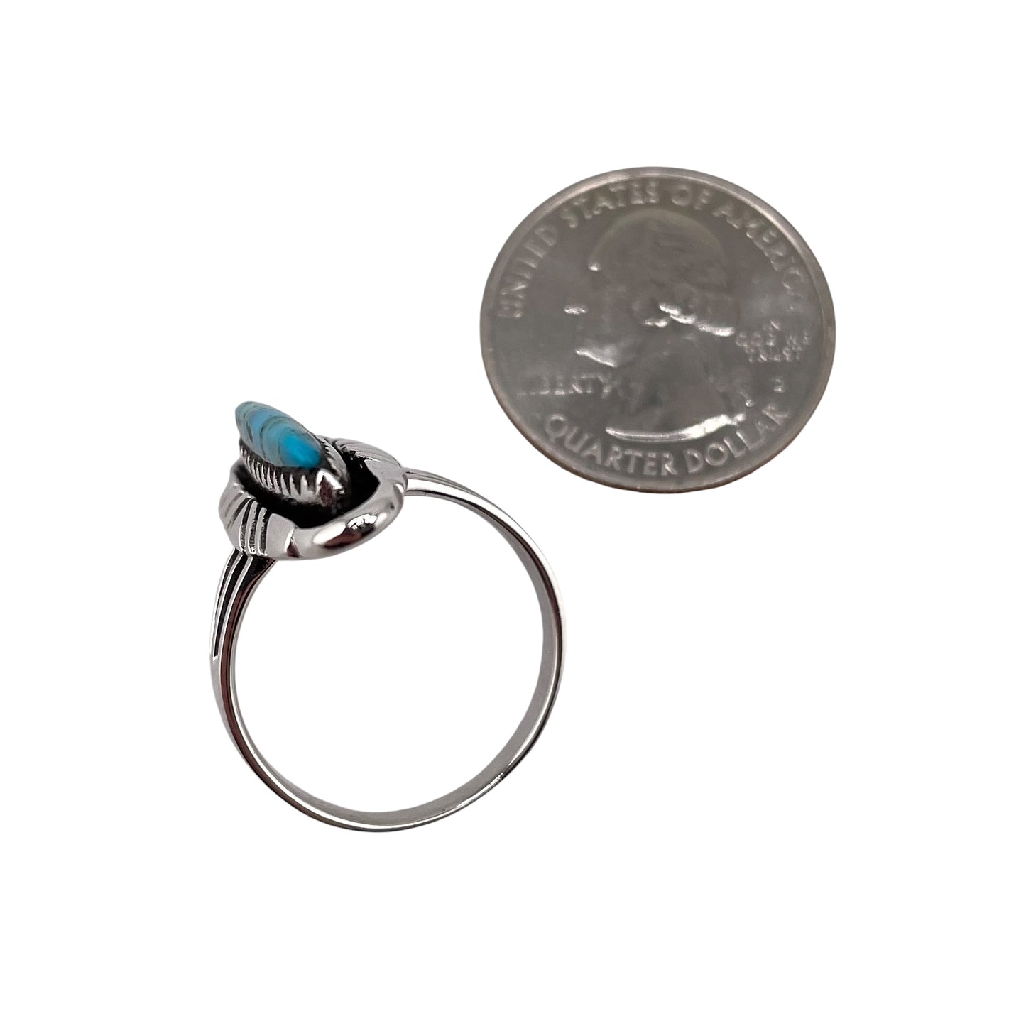 Turquoise Stone Oval Ring Sterling Silver
