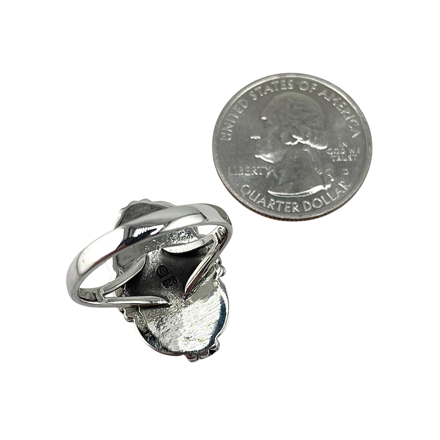Lapis Stone Oval Rope Bead Ring Sterling Silver