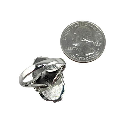 Lapis Stone Oval Rope Bead Ring Sterling Silver