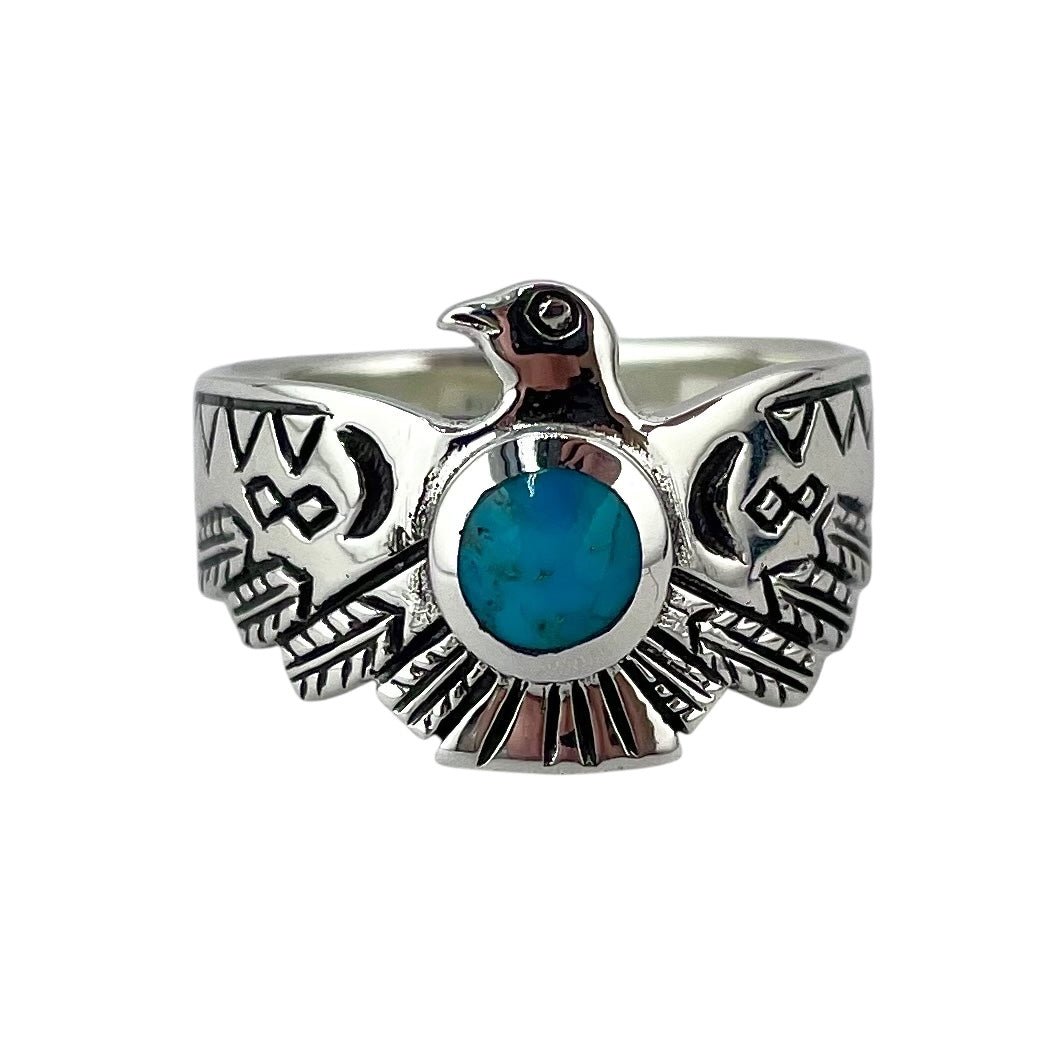 Turquoise Stone Eagle Ring Sterling Silver