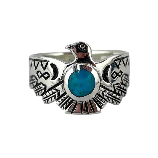 Turquoise Stone Eagle Ring Sterling Silver