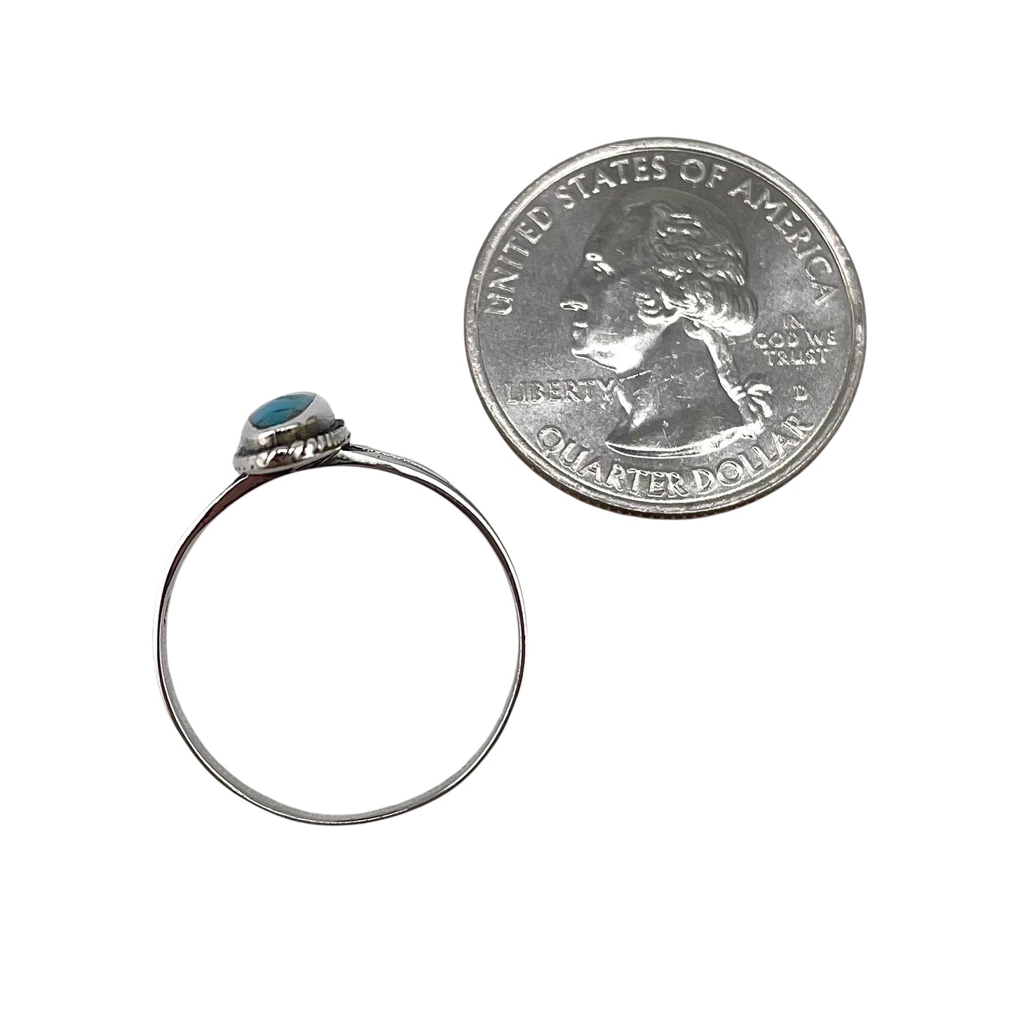 Turquoise Stone Oval Rope Ring Sterling Silver