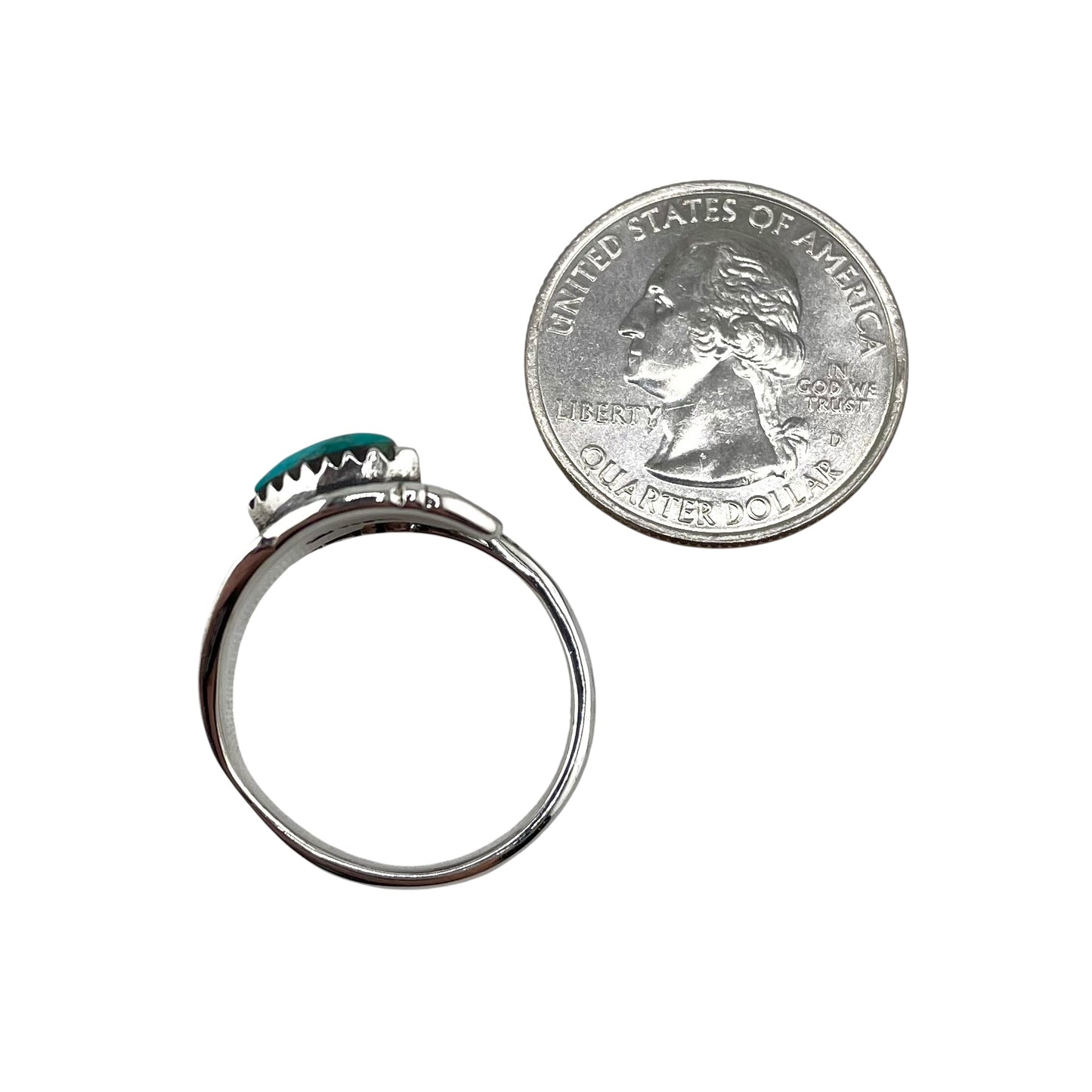 Turquoise Stone Pointed Oval Wrap Ring Sterling Silver