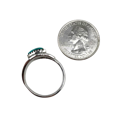 Turquoise Stone Pointed Oval Wrap Ring Sterling Silver