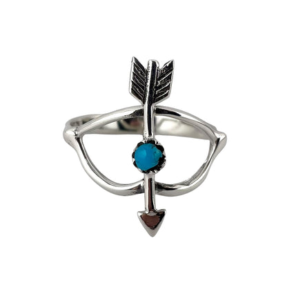 Turquoise Stone Circle Arrow Ring Sterling Silver