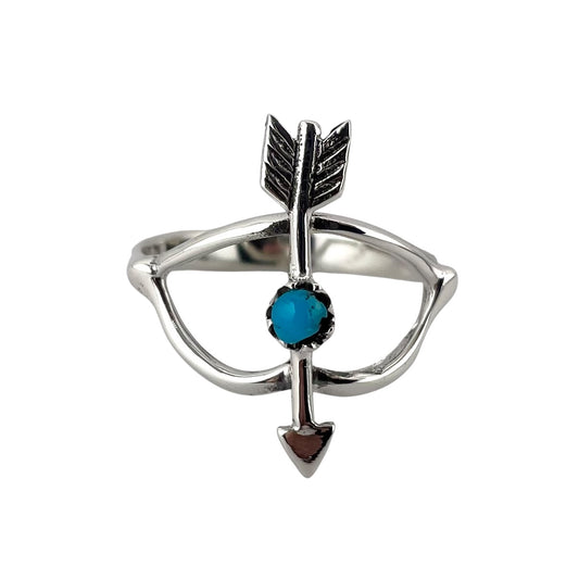 Turquoise Stone Circle Arrow Ring Sterling Silver