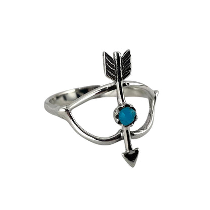 Turquoise Stone Circle Arrow Ring Sterling Silver