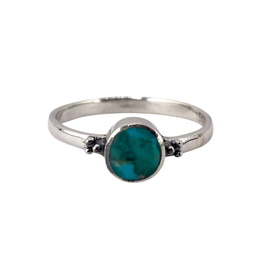 Turquoise Stone Circle Ring Sterling Silver