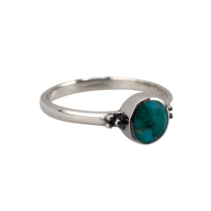 Turquoise Stone Circle Ring Sterling Silver