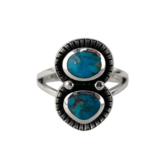 Turquoise Stone Stacked Ring Sterling Silver