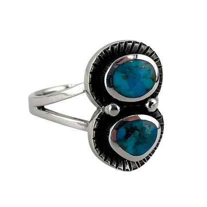 Turquoise Stone Stacked Ring Sterling Silver