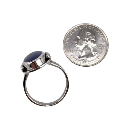 Lapis Stone Oval Bead Ring Sterling Silver