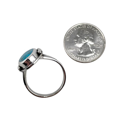 Turquoise Stone Oval Bead Ring Sterling Silver