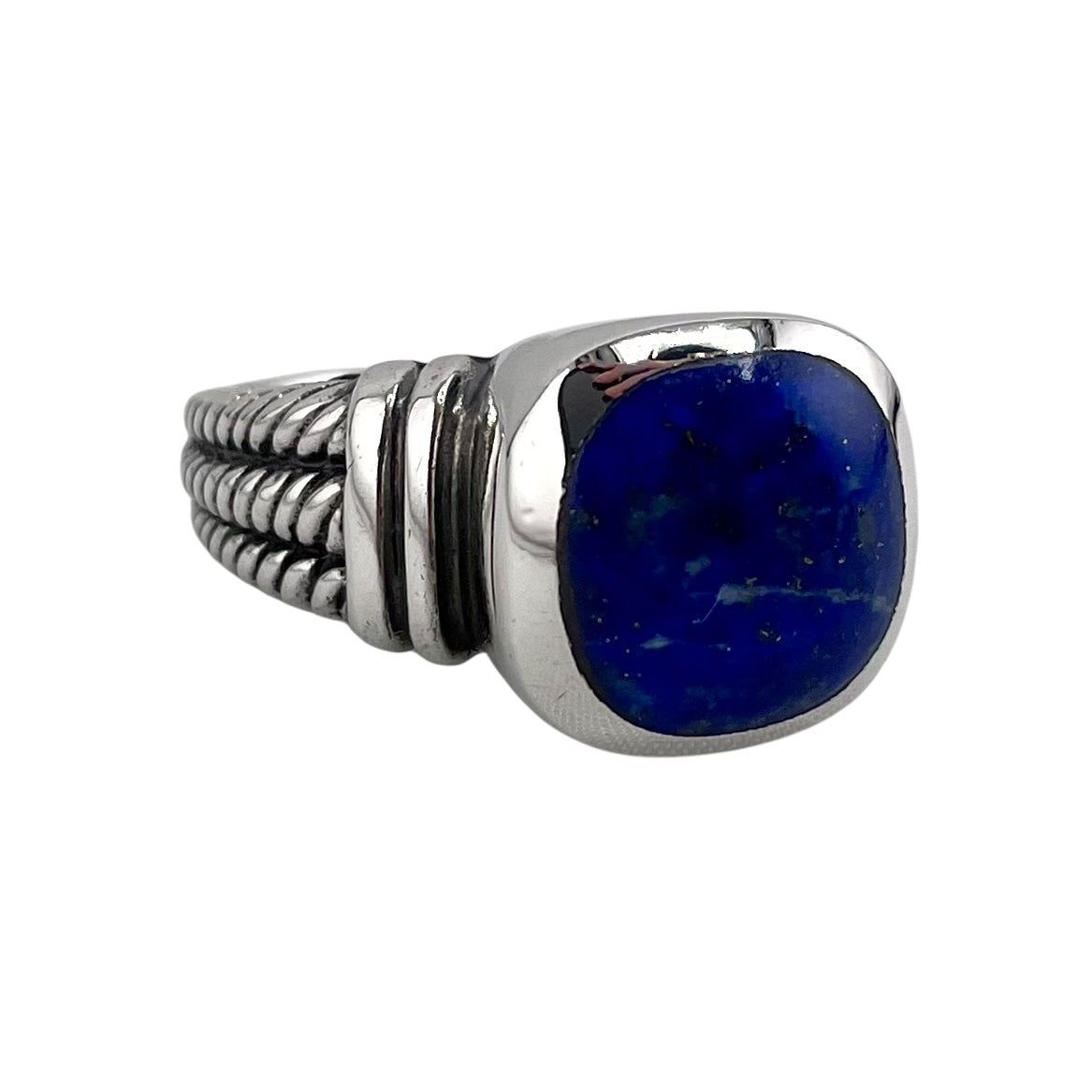 Lapis Stone Round Ring Sterling Silver