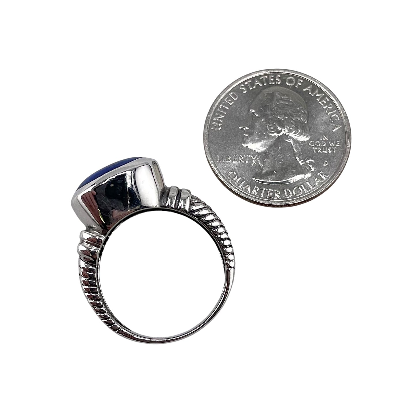 Lapis Stone Round Ring Sterling Silver