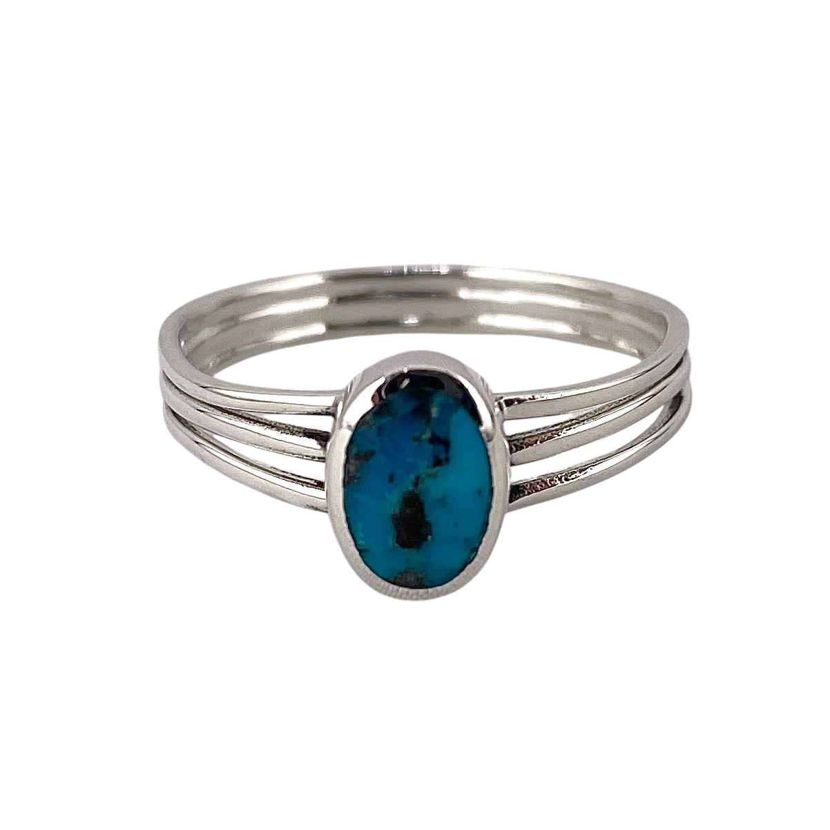 Turquoise Stone Oval Ring Sterling Silver