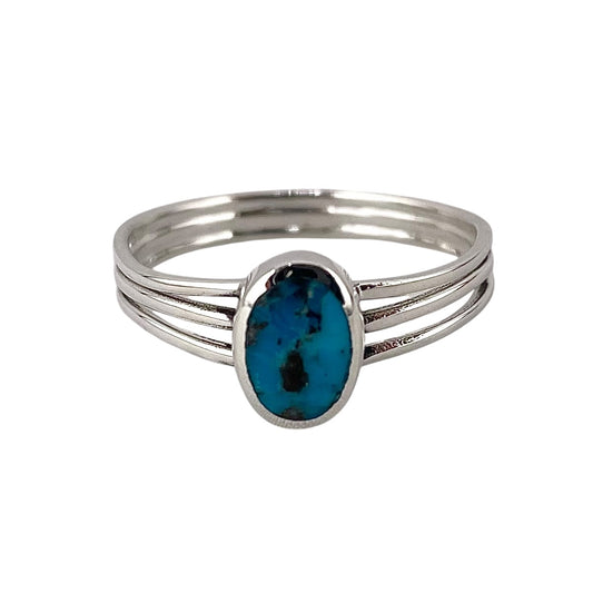 Turquoise Stone Oval Ring Sterling Silver
