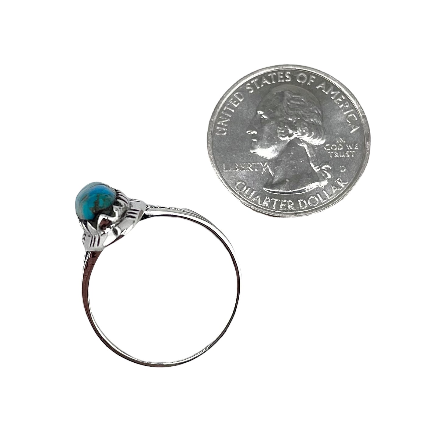 Turquoise Stone Oval Ring Sterling Silver