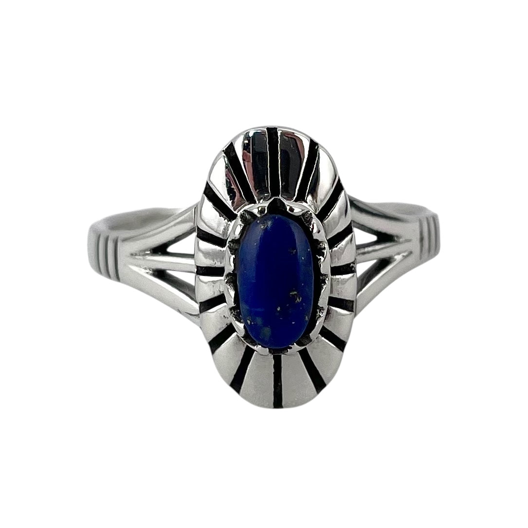 Lapis Stone Oval Ring Sterling Silver