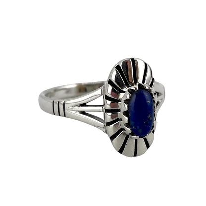 Lapis Stone Oval Ring Sterling Silver