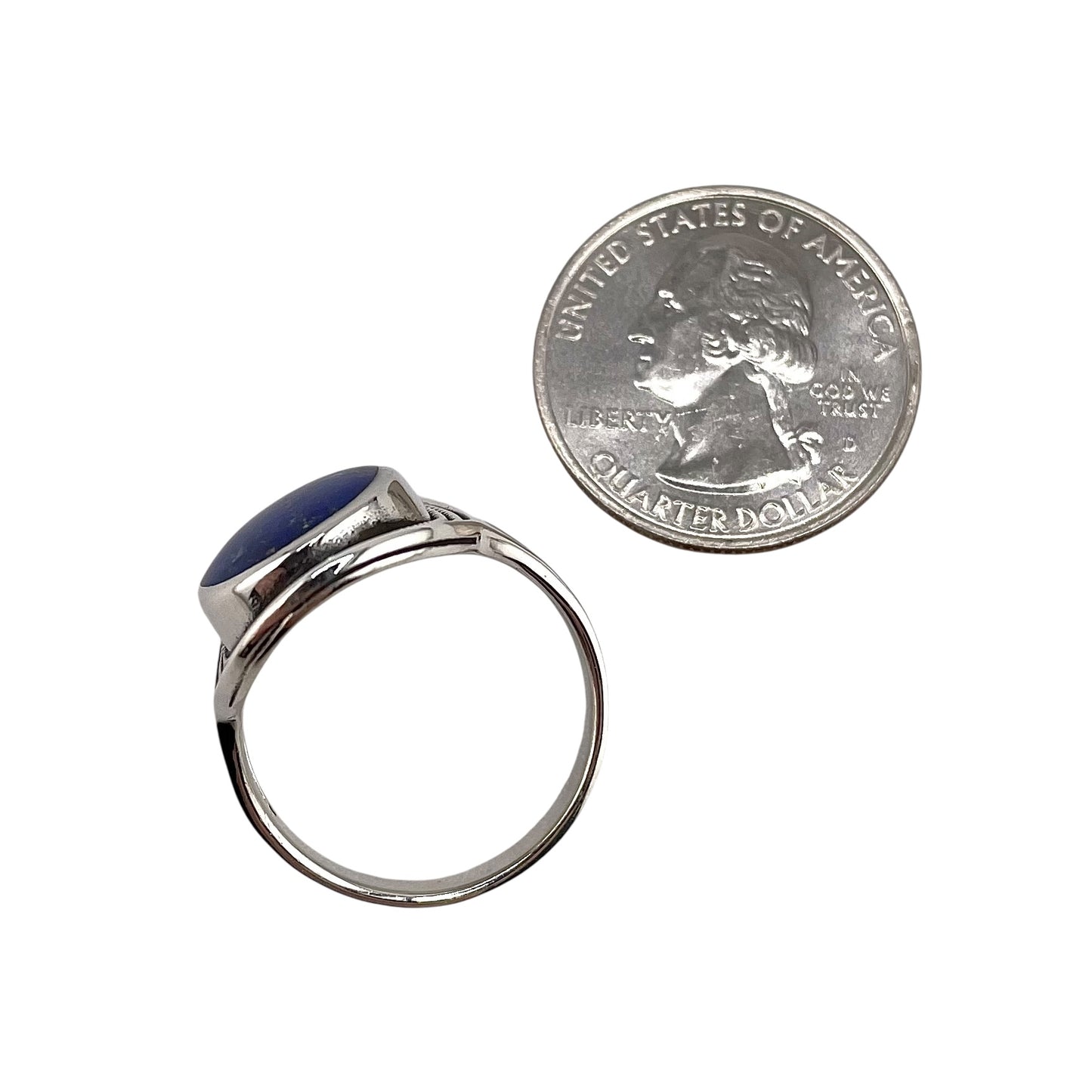 Lapis Stone Oval Rope Ring Sterling Silver