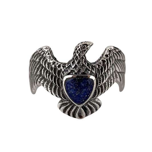 Lapis Stone Eagle Ring Sterling Silver