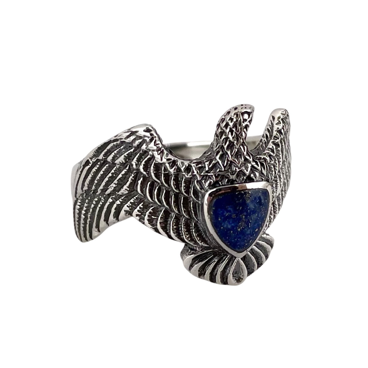 Lapis Stone Eagle Ring Sterling Silver