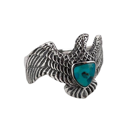 Turquoise Stone Eagle Ring Sterling Silver