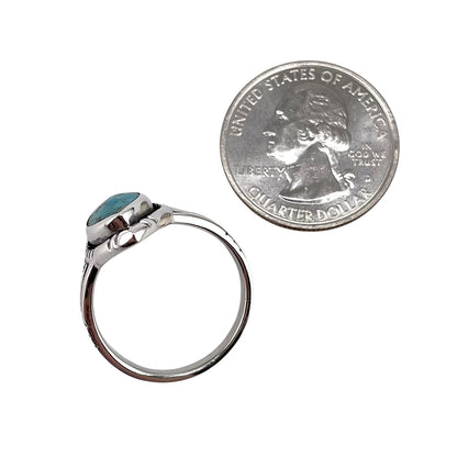 Turquoise Stone Pointed Oval Ring Sterling Silver