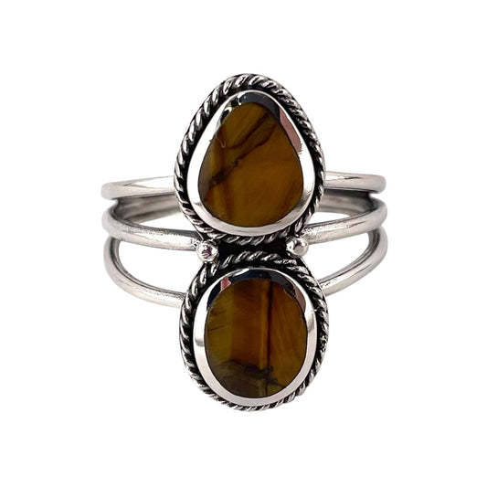 Tiger Eye 2 Stone Stacked Ring Sterling Silver
