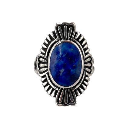 Lapis Stone Oval Ring Sterling Silver