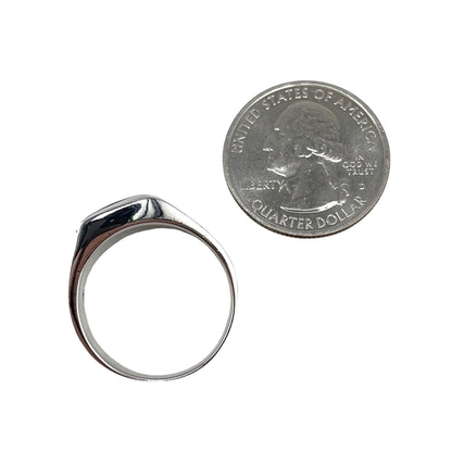 Black Onyx Stone Square Thunderbird Mens Ring Sterling Silver