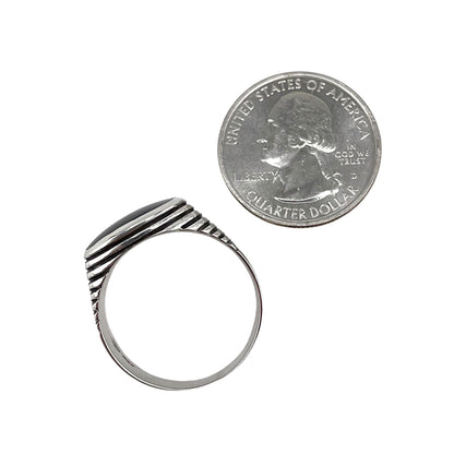 Black Onyx Stone Square Mens Ring Sterling Silver