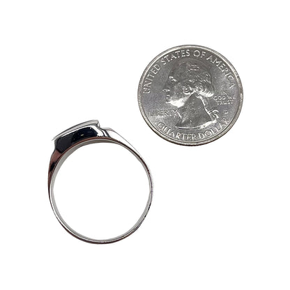 Black Onyx Stone Square Mens Ring Sterling Silver