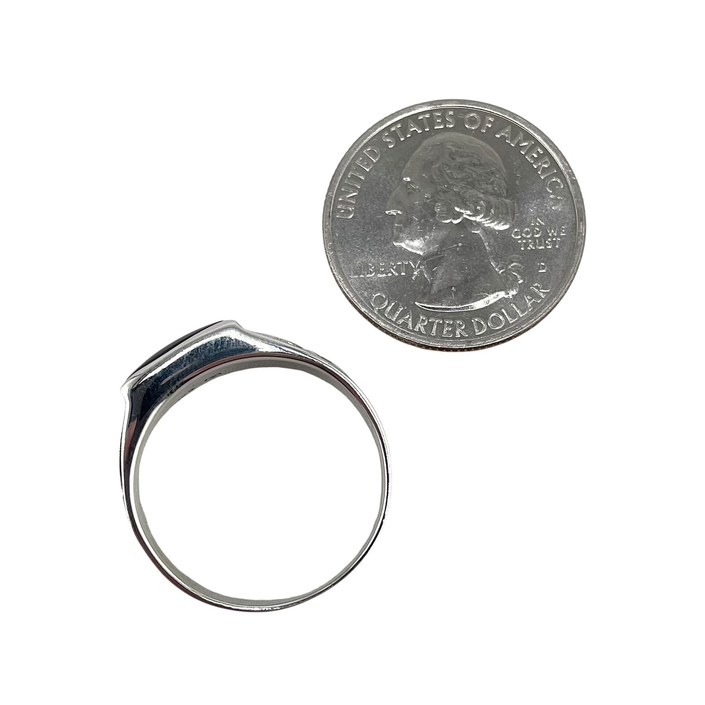 Black Onyx Stone Rectangle Mens Ring Sterling Silver
