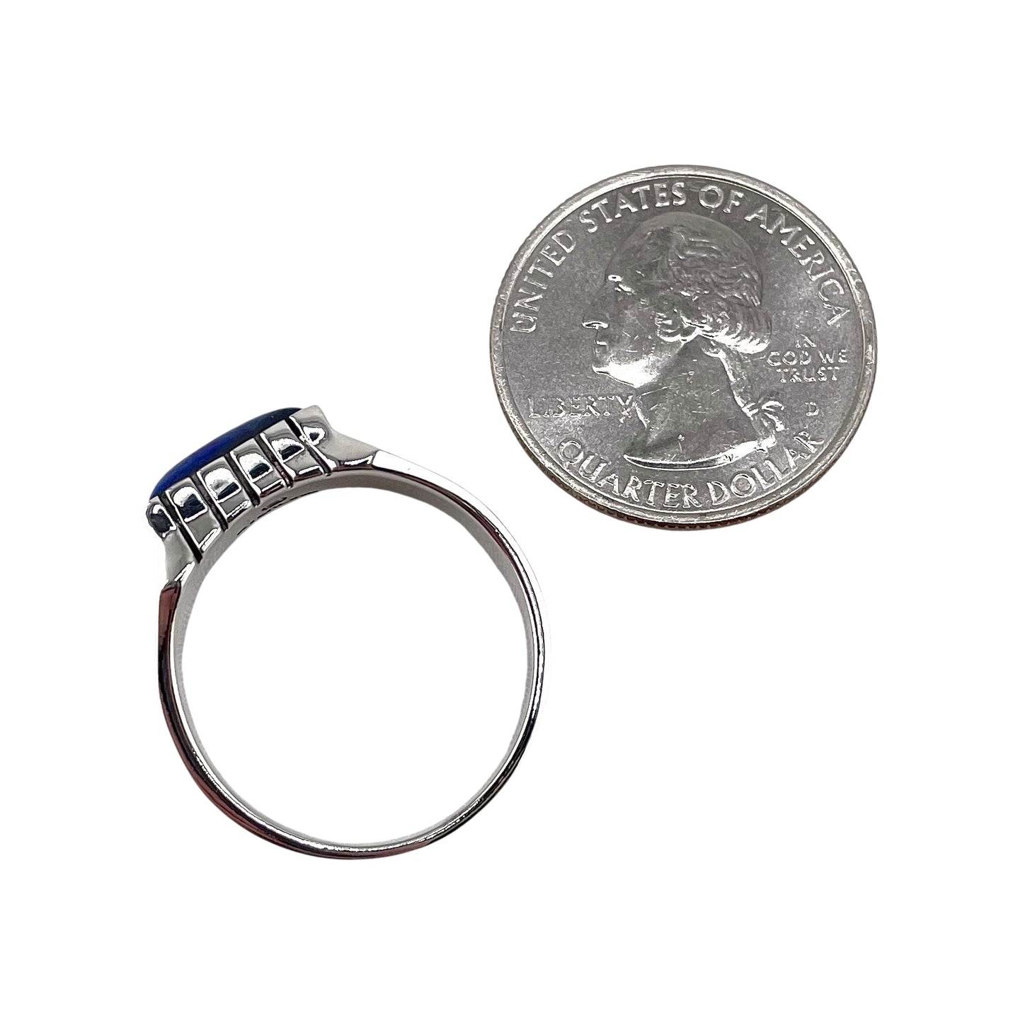 Lapis Stone Rectangle Mens Ring Sterling Silver
