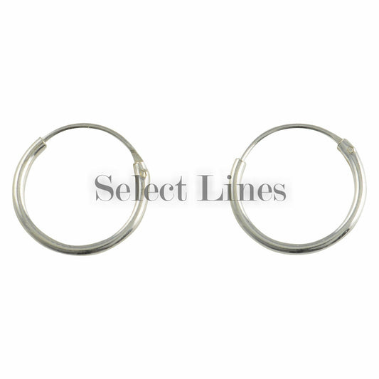 Round Endless Hoop Earrings 1.2mm Sterling Silver