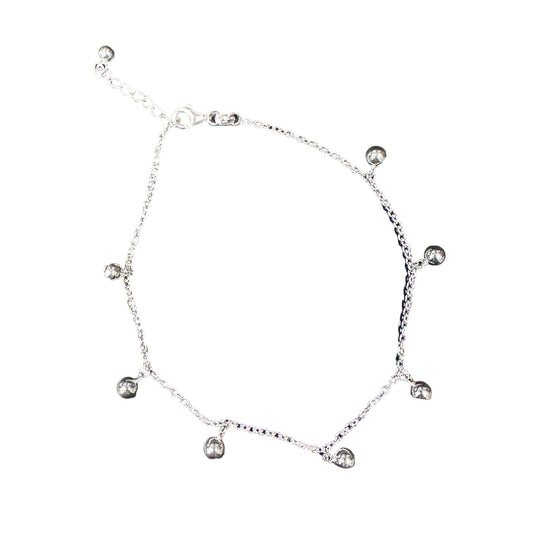 7-Bead Dangle Ankle Bracelet Sterling Silver