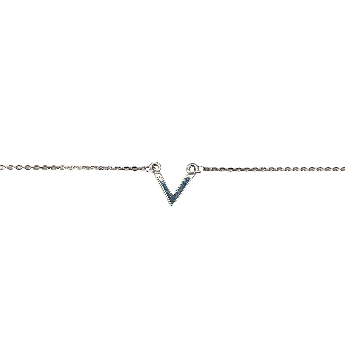 Letter V Link Bracelet Sterling Silver