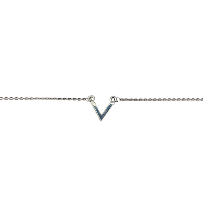 Letter V Link Bracelet Sterling Silver