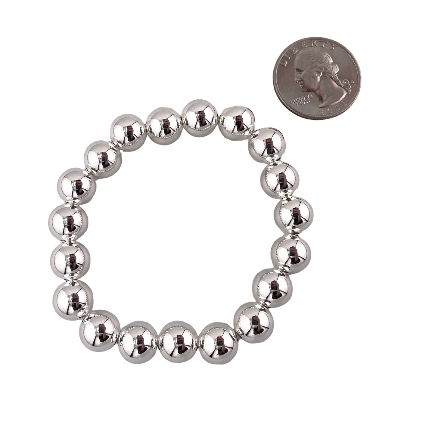 Bead Stretch Bracelet Sterling Silver Available in 3mm to 12mm