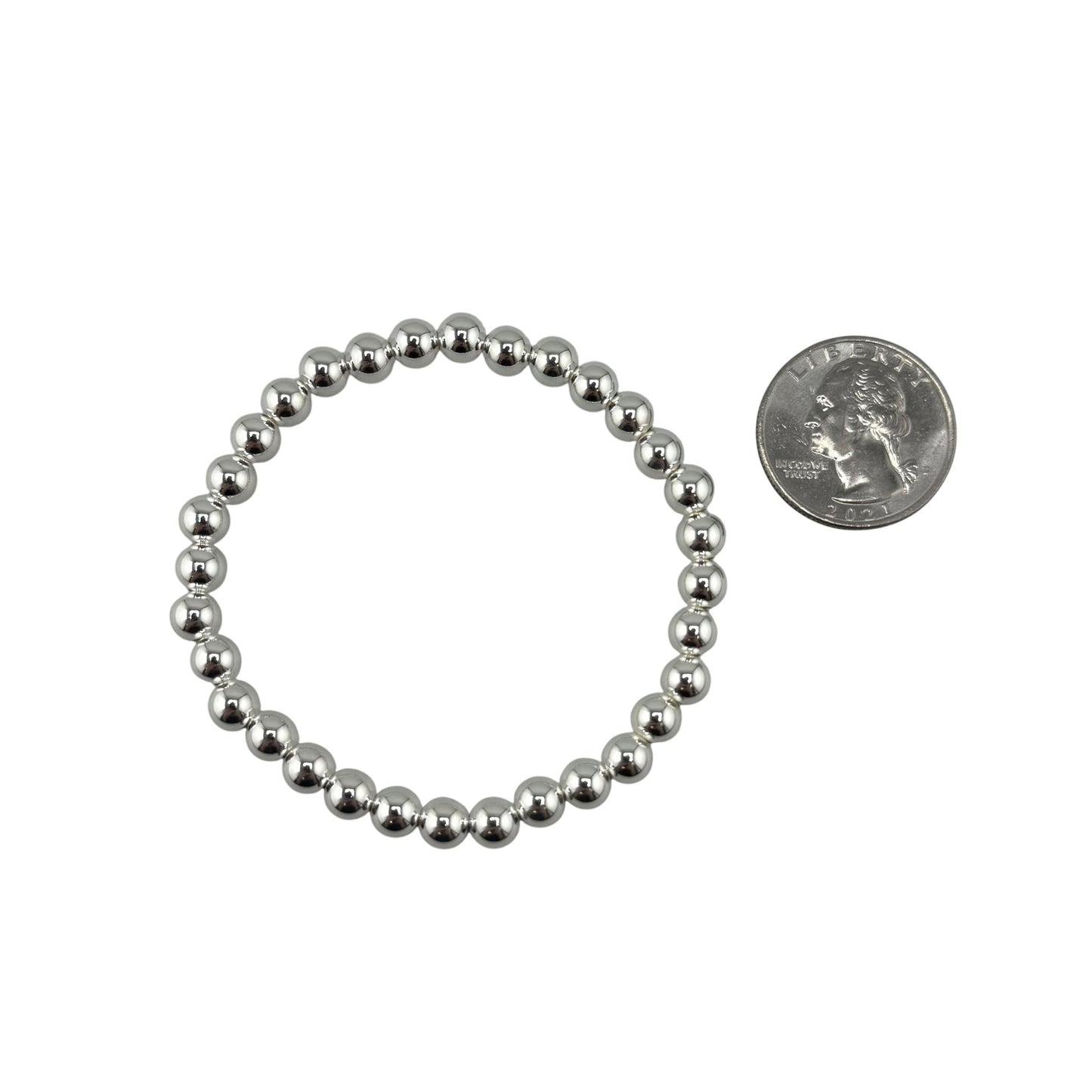 Bead Stretch Bracelet Sterling Silver Available in 3mm to 12mm