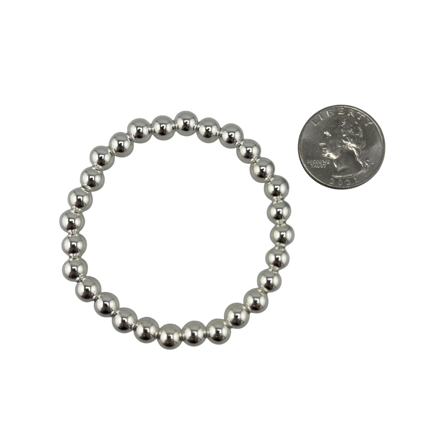 Bead Stretch Bracelet Sterling Silver Available in 3mm to 12mm