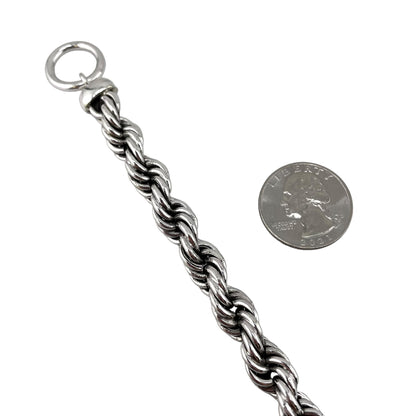 Handmade 9mm Rope Chain Toggle Bracelet Sterling Silver