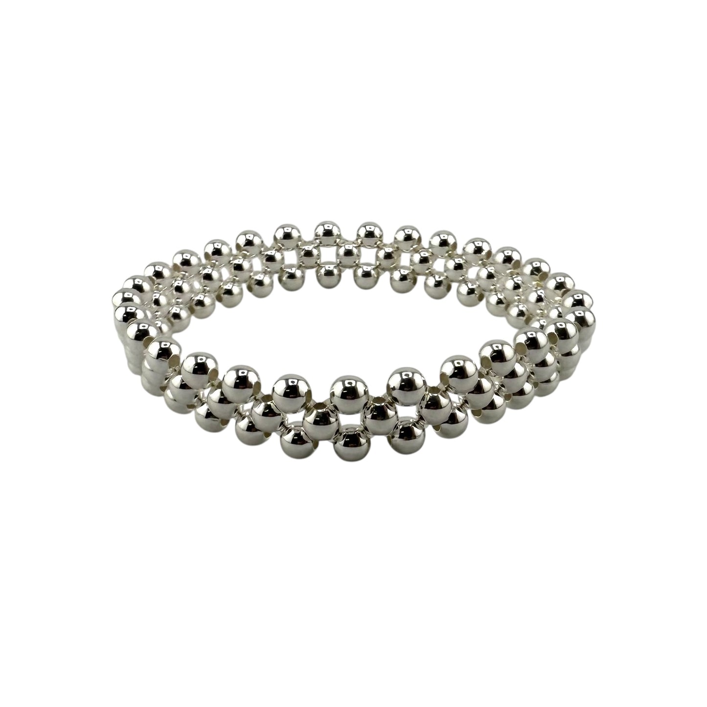 Cascading Bead Stretch Bracelet Sterling Silver