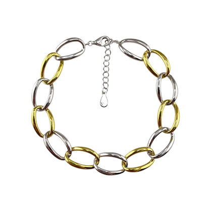 Oval Link Bracelet Gold Plate Sterling Silver