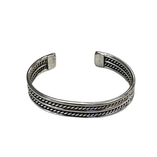 Elaine Tahe Sterling Silver Navajo Half Round Twist Wire Baby Bracelet