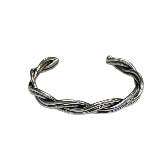 Elaine Tahe Sterling Silver Navajo Braided Wire Baby Bracelet