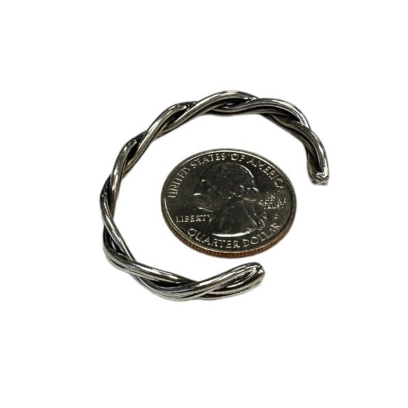 Elaine Tahe Sterling Silver Navajo Braided Wire Baby Bracelet