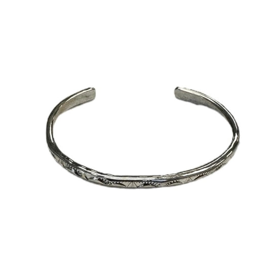 Elaine Tahe Sterling Silver Navajo Stamped Half Round Baby Bracelet